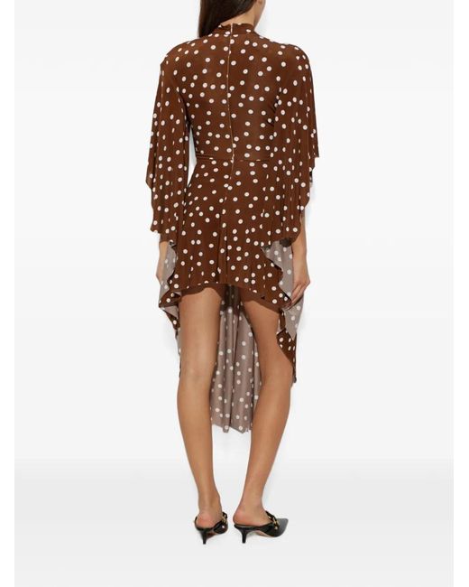 Vetements Brown Polka-Dot Pattern Asymmetric Dress
