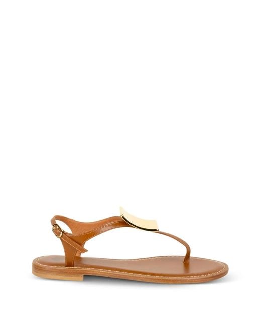 Roberto Festa Brown Plaque-Detail Flat Sandals