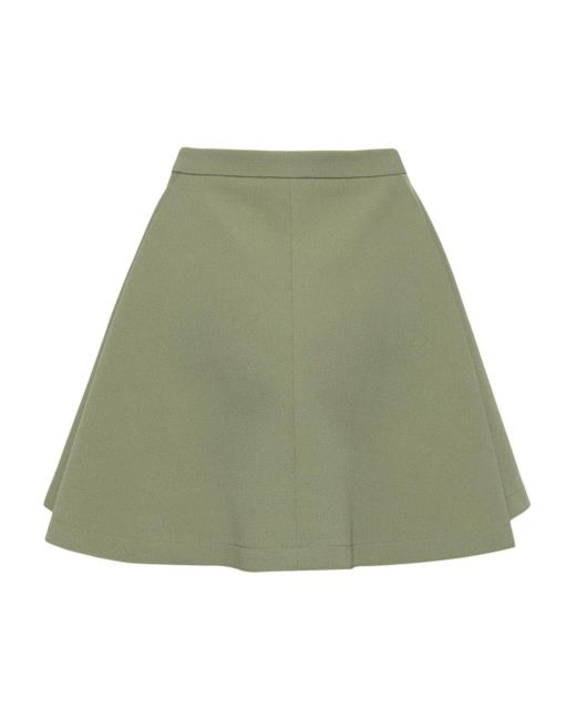 AMI Green High-waisted Godet Skirt