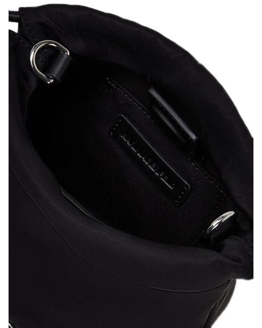 Karl Lagerfeld Black Small Ikon Drawstring Bucket Bag