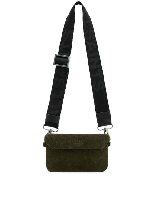 AllSaints Black Suede Zoe Cross-Body Bag