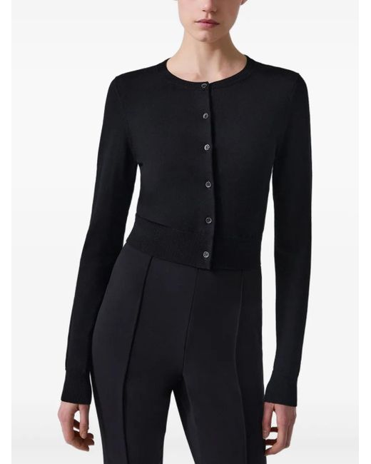 Carolina Herrera Black Button-Front Cropped Cardigan