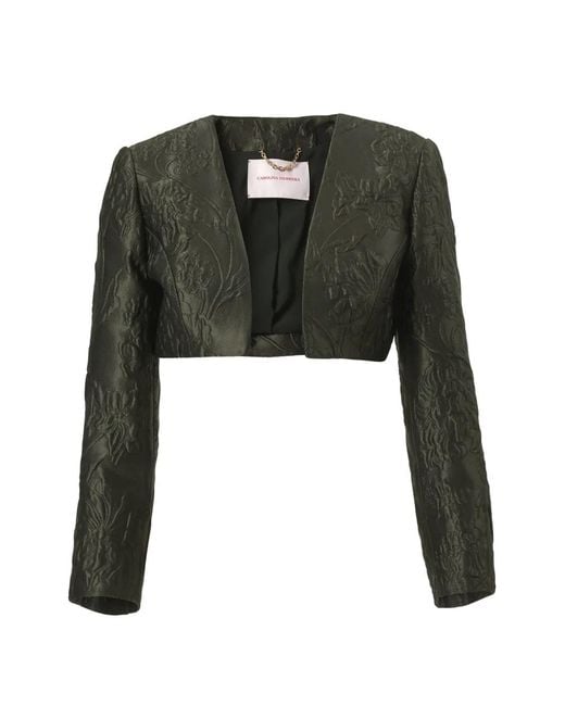 Carolina Herrera Black Floral Cloqué Jacquard Bolero Jacket
