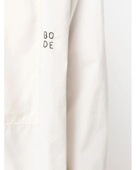 Bode White Logo-Embroidered Collarless Shirt for men
