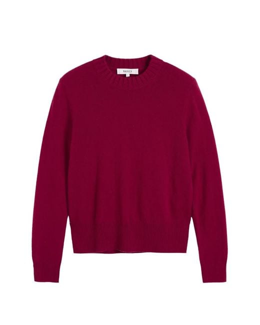 Chinti & Parker Red Cropped Ribbed-Trim Sweater