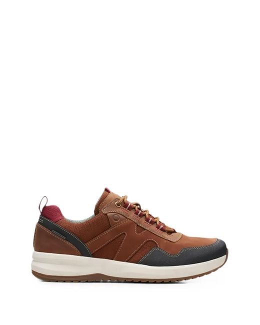 Clarks Brown Wellman Trail Panelled Sneakers for men