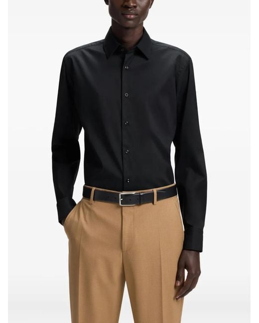 Boss Blue Long-Sleeve Tailored Shirt for men