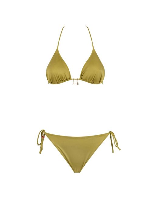 Mc2 Saint Barth Metallic Charm-Embellished Triangle Bikini