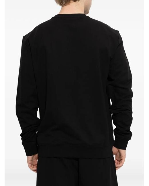 EA7 Black Long-Sleeve Logo-Print Sweatshirt for men