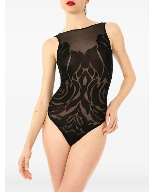 Wolford Black Rose Shadow Sleeveless Bodysuit