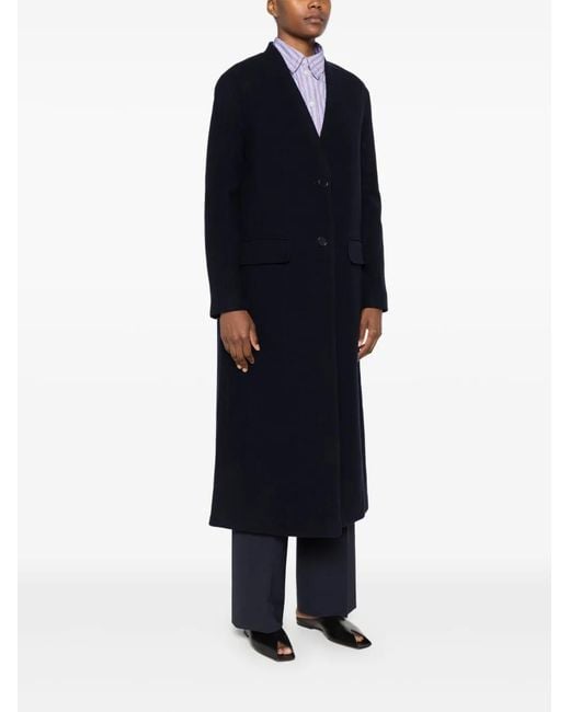 Aspesi Blue Virgin Wool-Cashmere Single-Breasted Coat