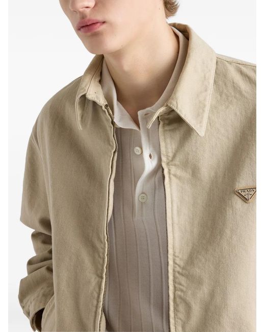 Prada Old Denim Bomberjack in het Natural voor heren