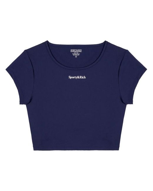 Sporty & Rich Blue Serif-Logo Training T-Shirt