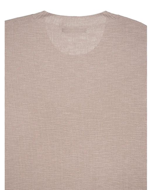 Frescobol Carioca Brown Ribbed Crew-Neck Jumper for men