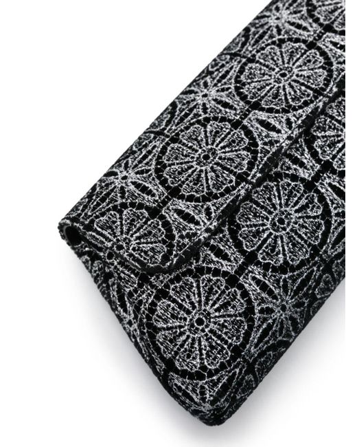 Aspinal Black Evening Clutch mit floraler Stickerei