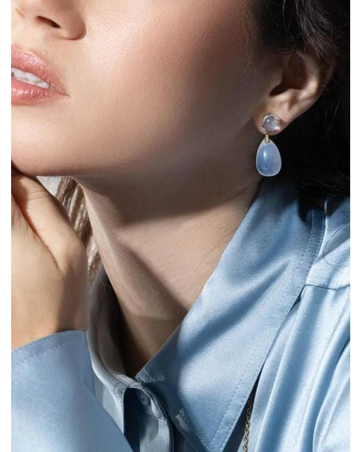 Goshwara White Naughty Moon Rock Crystal And Diamond Earrings