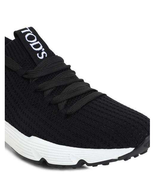Tod's Black Comfortable Rubber And Fabric Sneakers