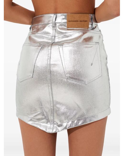 Alexandre Vauthier White Asymmetric-Denim Mini Skirt