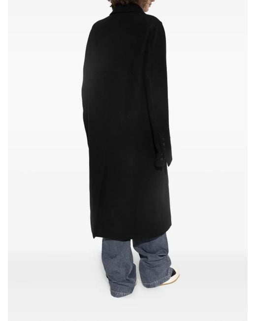 Rick Owens Black Double-Breasted Wool Coat