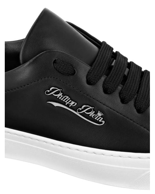 Philipp Plein Black Signature-Print Leather Sneakers