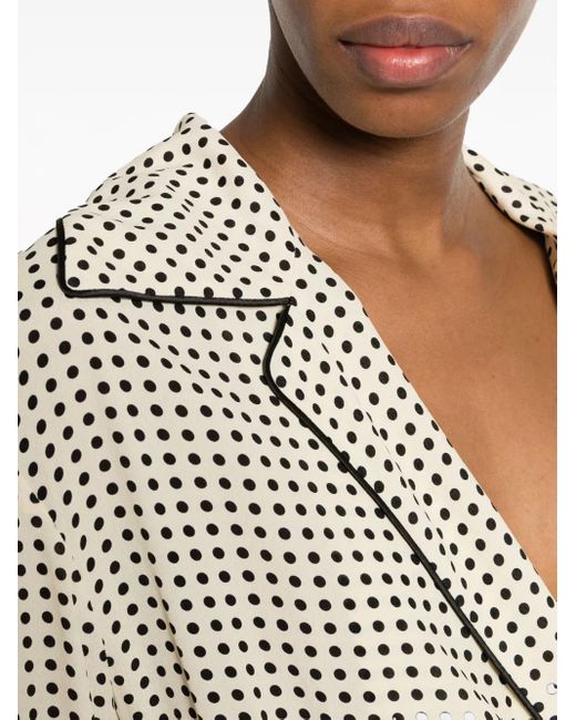 Philosophy Di Lorenzo Serafini White Polka-Dot Print Belted Midi Dress