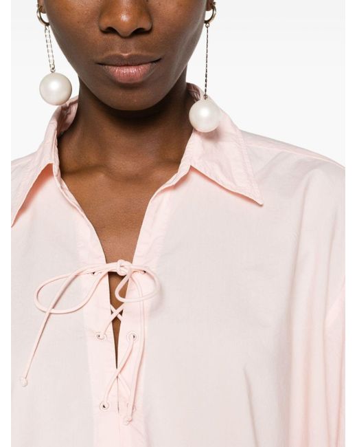 Forte Forte Pink Lace-up Cotton Shirtdress