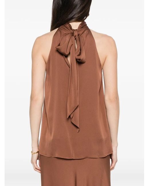 Silk95five Brown Villete Halterneck Blouse
