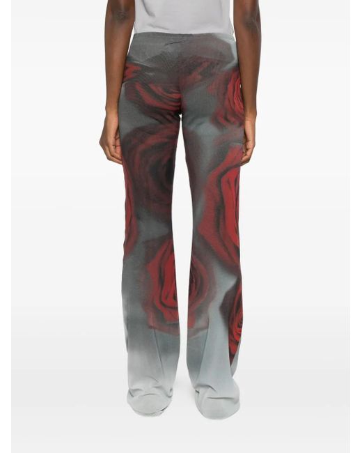 Jean Paul Gaultier Purple Rose-Print Mesh Trousers