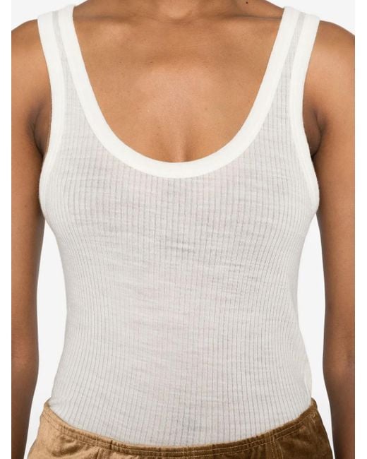 Forte Forte White Wool Ribbed American Tank Top