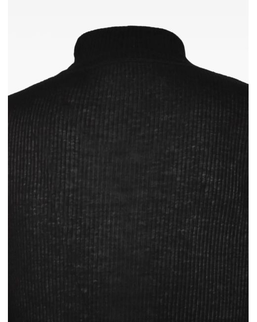 Julius Black Ribbed High-Neck Sweater for men