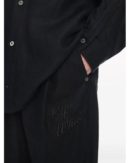 Off-White c/o Virgil Abloh Blue Wide-Leg Linen Trousers for men