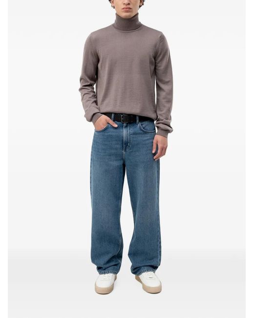 HUGO Gray Turtleneck Sweater for men