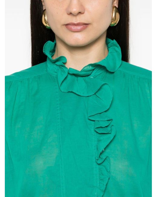 Isabel Marant Green Pamias Bluse mit Rüschen