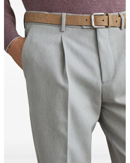 Brunello Cucinelli Gray Pressed-Crease Tapered Trousers for men
