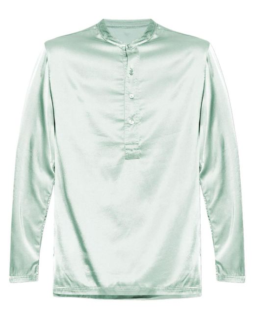 Tom Ford Green Long-sleeve Satin Pajama Top for men