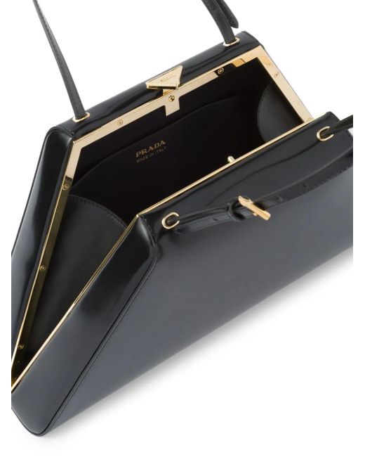 Bolso Shopper Con Logo Triangular Prada de color Black