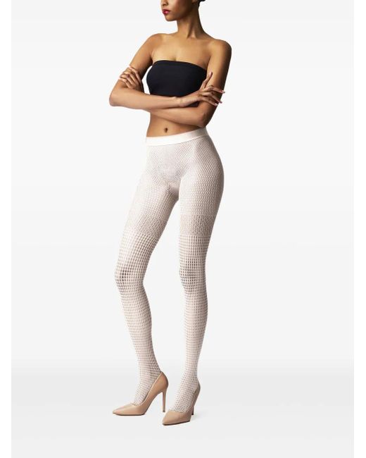 Wolford White Mosaic Net Tights