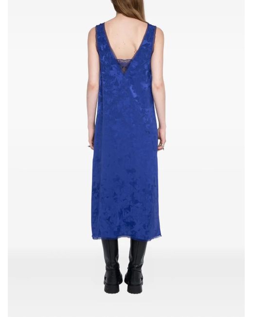 Zadig & Voltaire Blue Lace-Trim Midi Dress