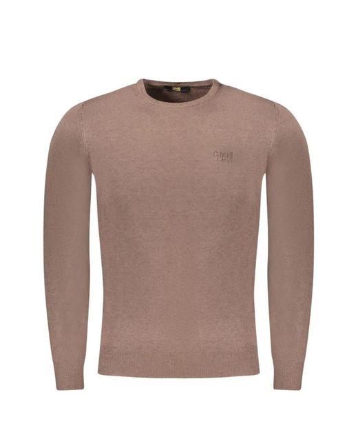 Roberto Cavalli Brown Crew-Neck Sweater for men