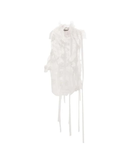 Róisín Pierce White Flower-Embellished Ribbon Blouse