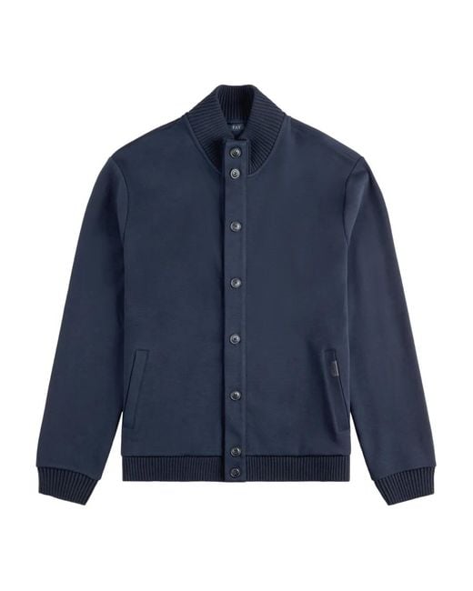 Fay Blue Cotton Piqué Bomber Jacket for men