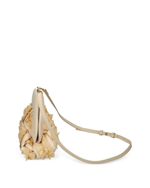 THEMOIRÈ Natural Woven Fringed Small Crossbody Bag