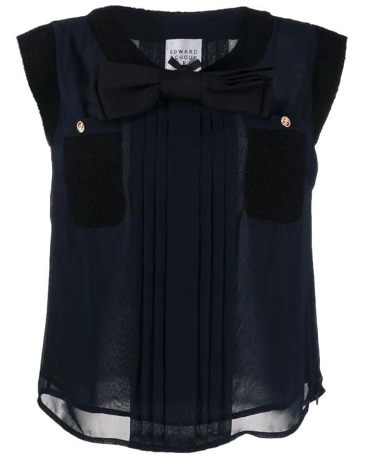 Edward Achour Paris Black Bow-Detail Top