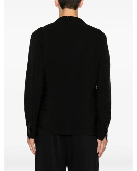 Giorgio Armani Black Textured Single-Breasted Blazer for men