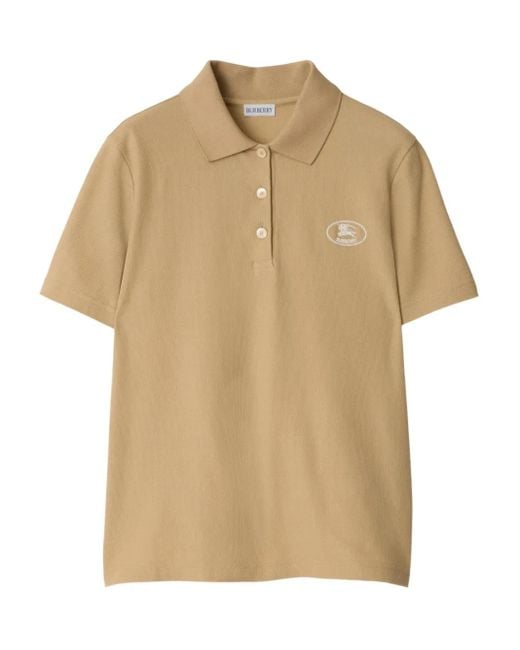 Polo de algodón Burberry de color Natural