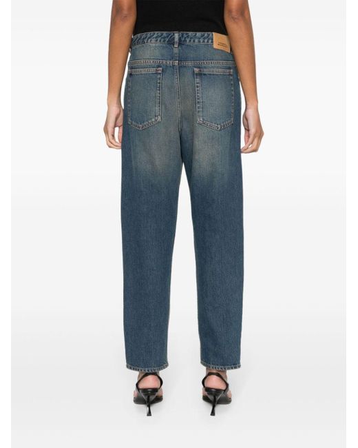 Isabel Marant Blue Logo-patch Tapered Jeans