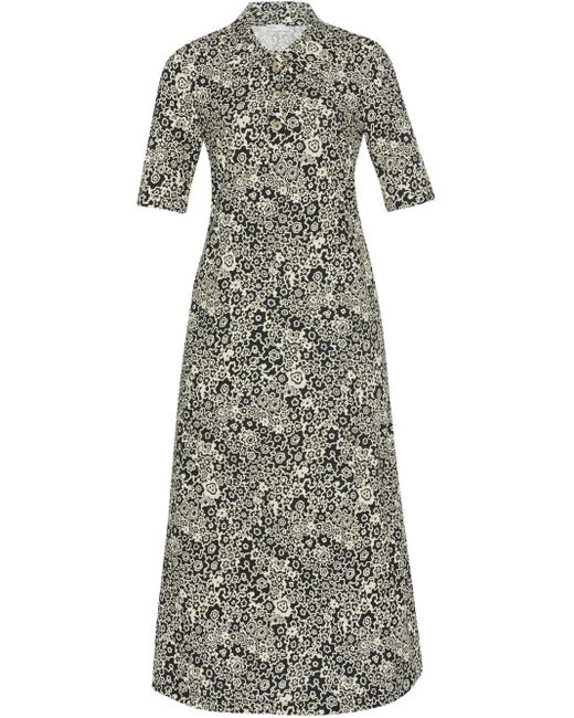 Abito Midi Con Stampa A Fiori di Rosetta Getty in Gray