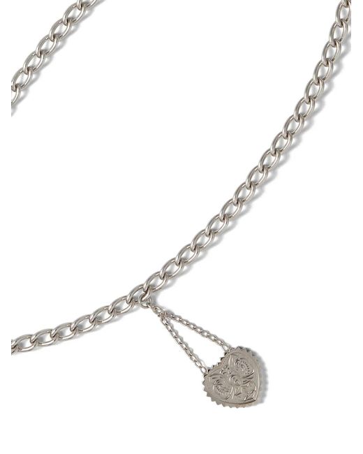 DSquared² White Heart-Pendant Chain-Link Belt