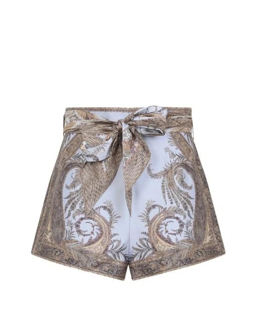 Zimmermann White Hypnotic Paisley-Print Shorts