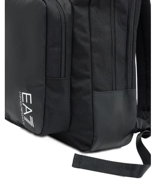 EA7 Black Logo-Print Backpack